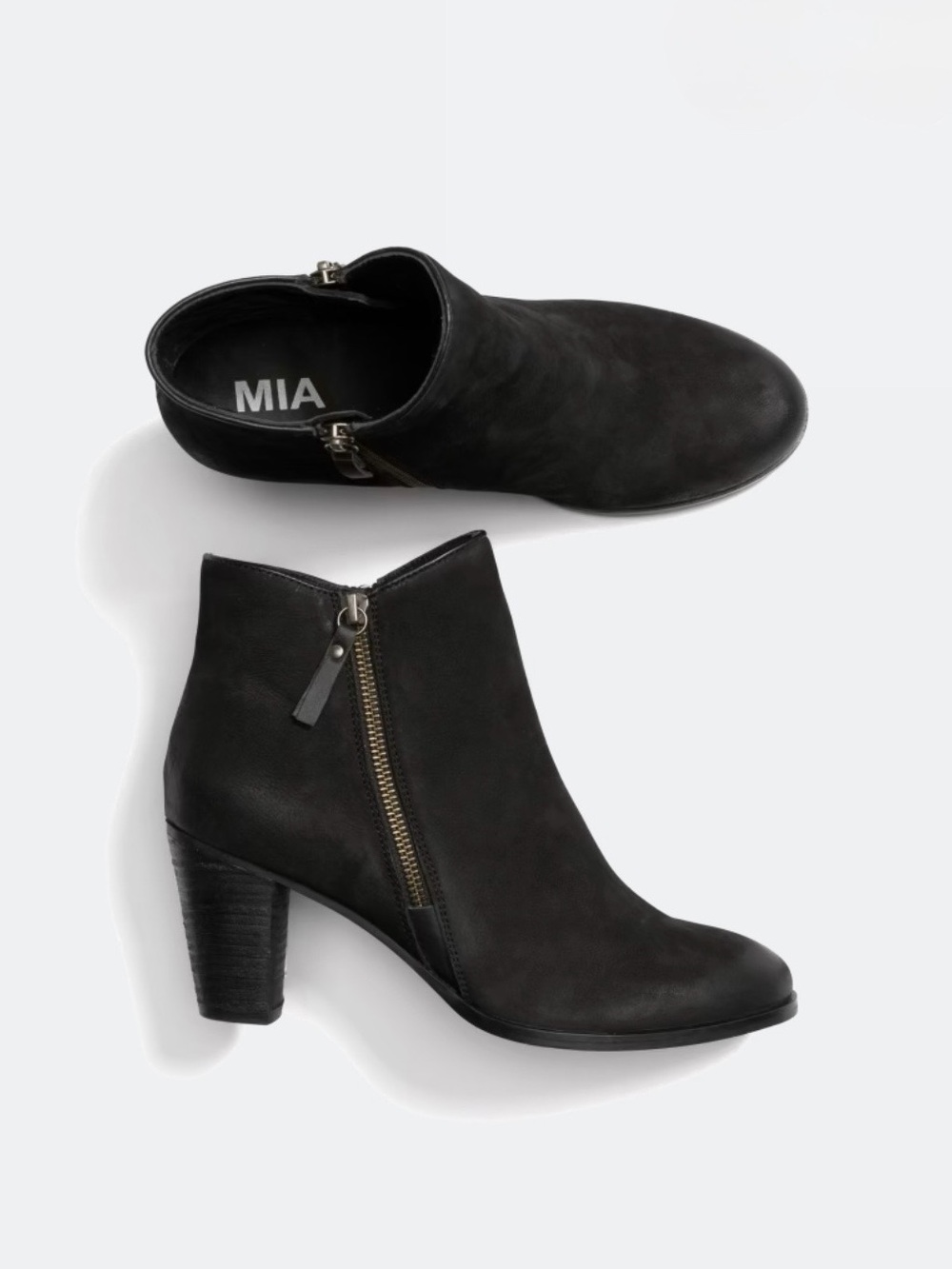 MIA Maddock Leather Bootie Black Ankle Boots Size 8.5 Very Good